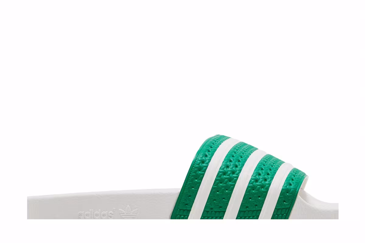 adidas Adilette Slides Green White, view 3