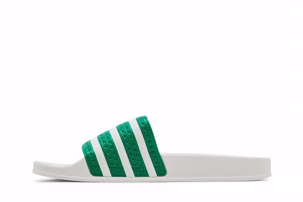 adidas Adilette Slides Green White, view 4