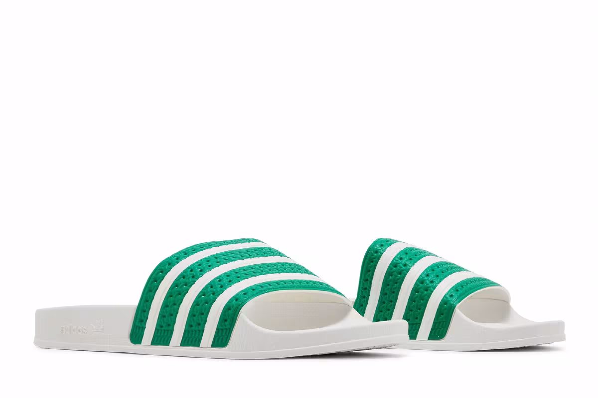adidas Adilette Slides Green White, view 9