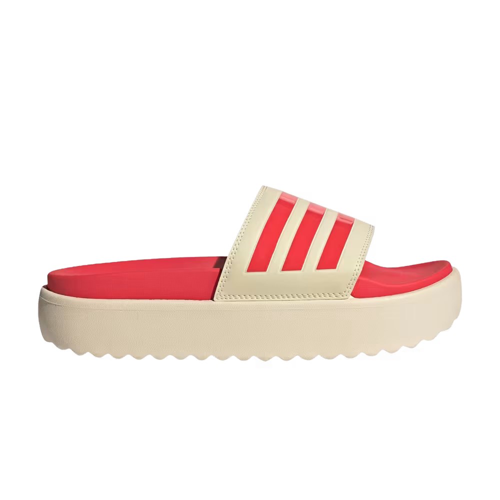Adidas Women's Adilette Platform Slide Warm Vanilla Semi Lucid Red