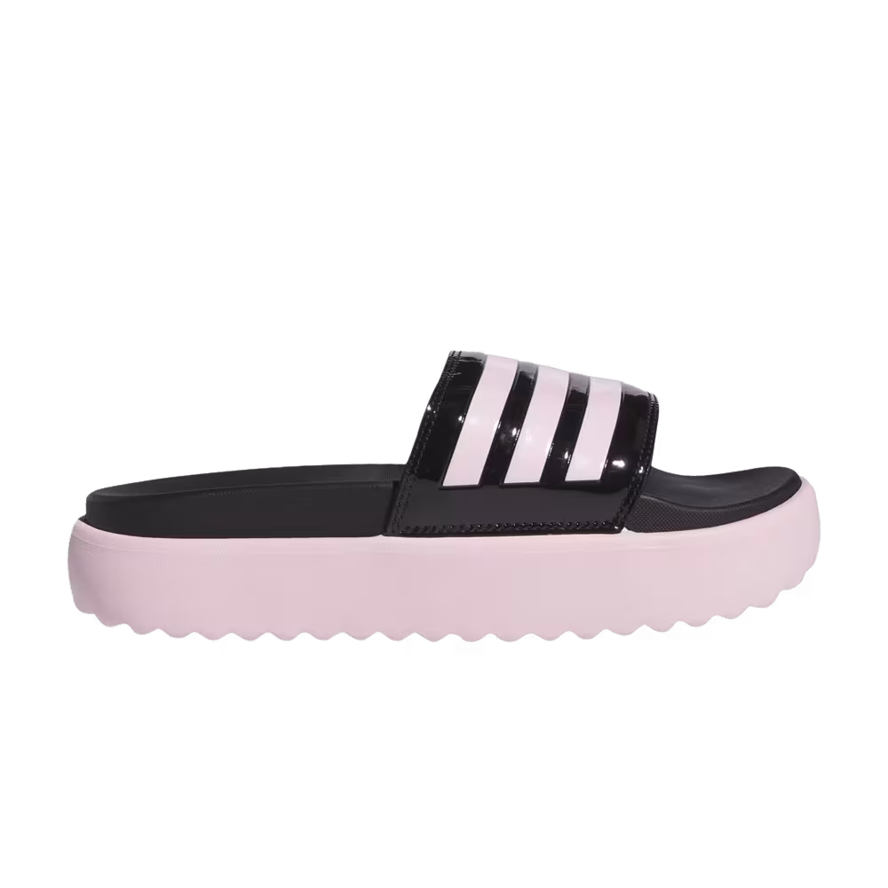 Adidas Women's Adilette Platform Slide Black Clear Pink
