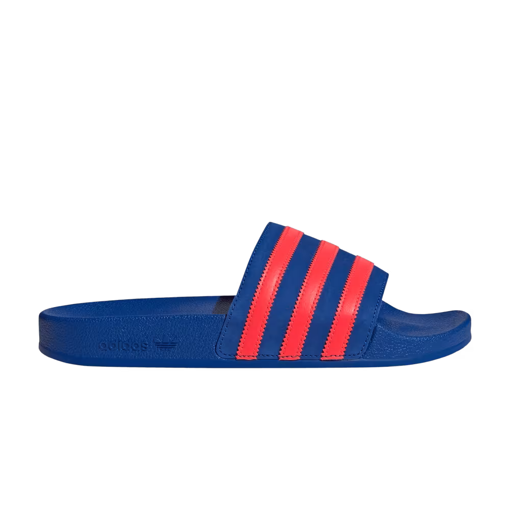 adidas Women's Adilette Slide Power Blue Solar Red