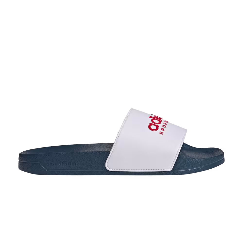 Adidas Adilette Shower Slide White Scarlet Blue