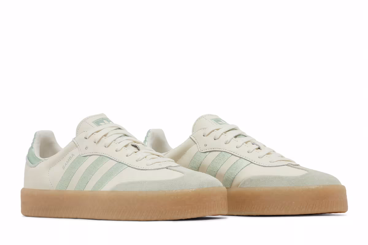 adidas Women's Sambae Off White Lime Green Gum, view 9