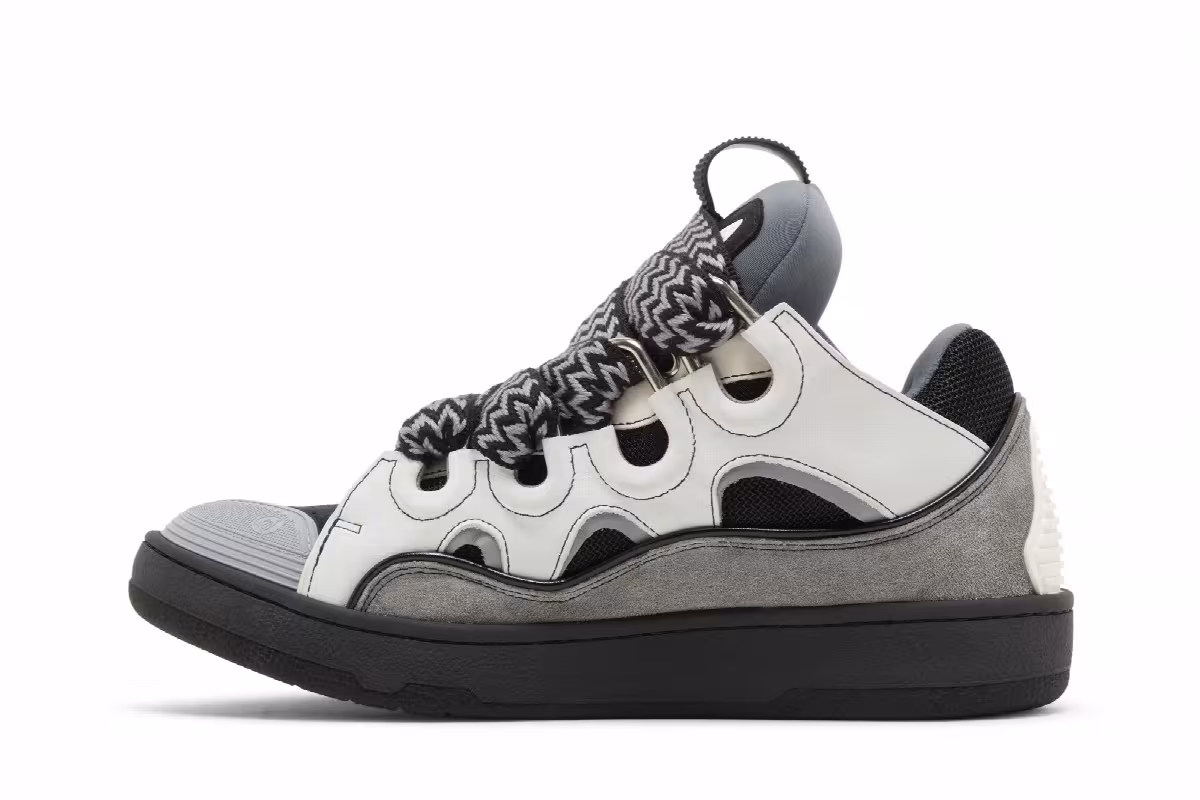 Lanvin Curb Sneakers White Anthracite, view 4
