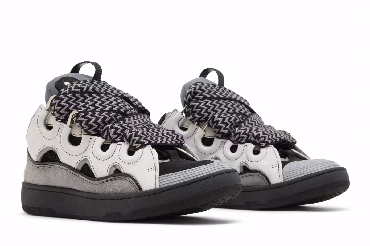 Lanvin Curb Sneakers White Anthracite, view 9