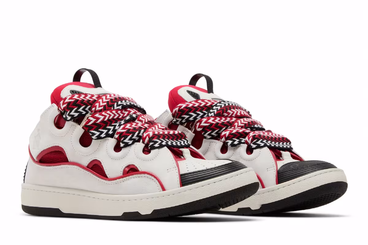 Lanvin Curb Sneakers Red White, view 9