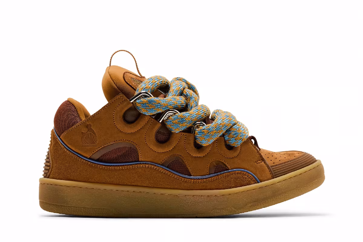 Lanvin Curb Sneakers Snake Laces - Camel, view 2