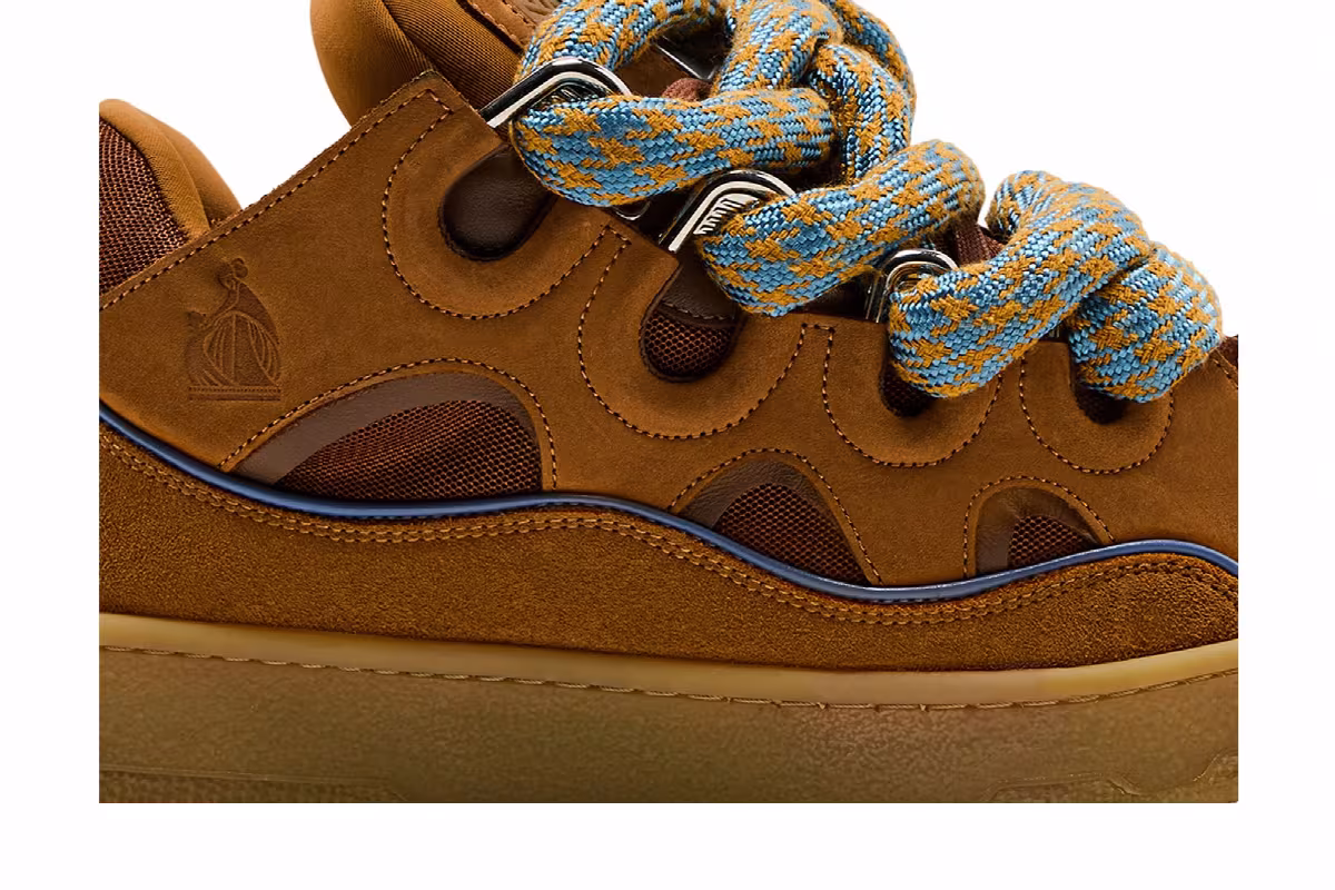 Lanvin Curb Sneakers Snake Laces - Camel, view 3