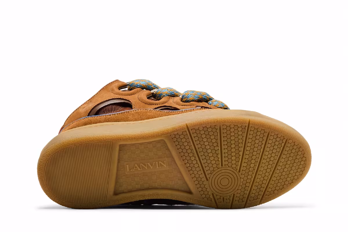 Lanvin Curb Sneakers Snake Laces - Camel, view 5
