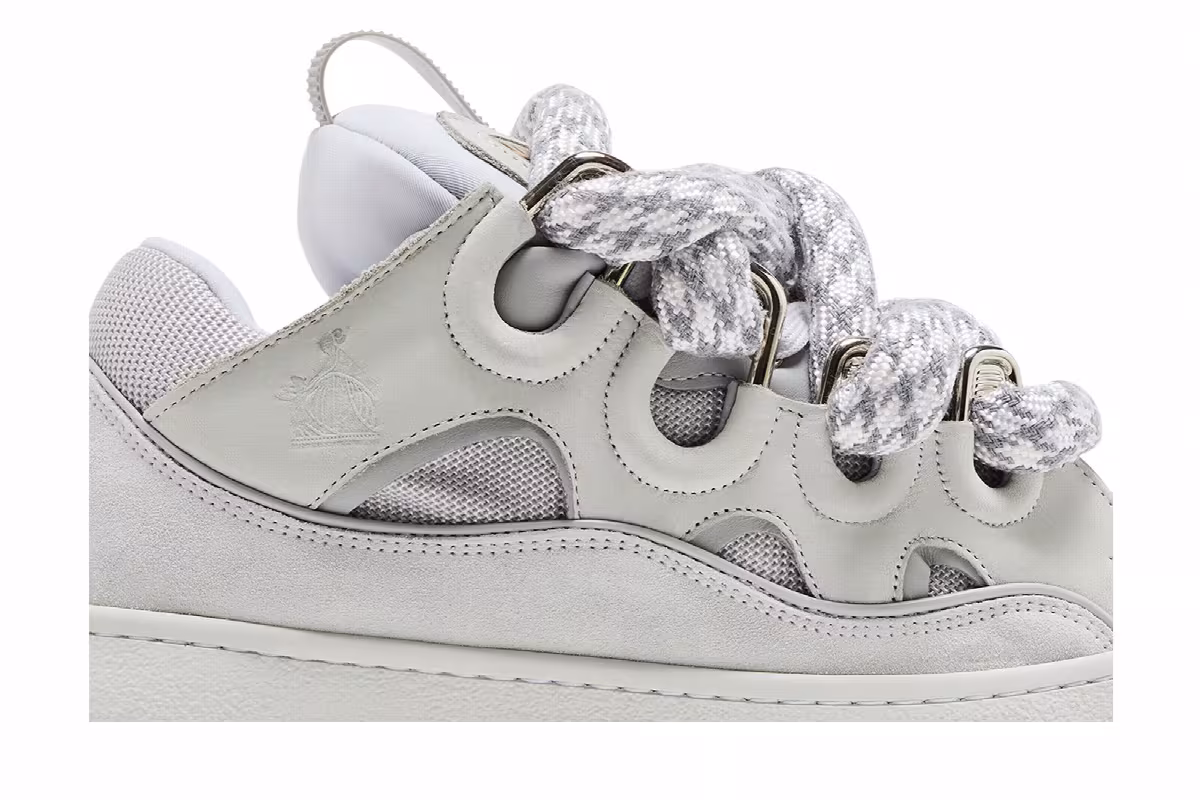 Lanvin Curb Sneakers Snake Laces - White Grey, view 3