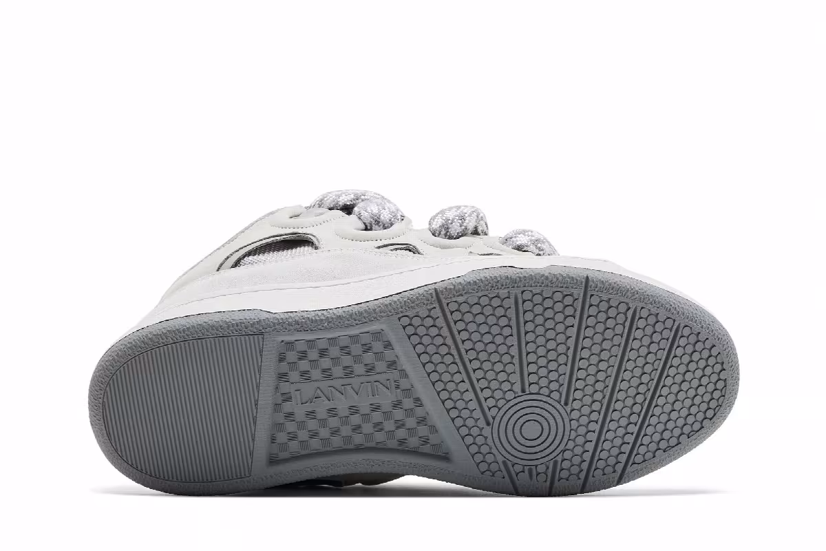 Lanvin Curb Sneakers Snake Laces - White Grey, view 5