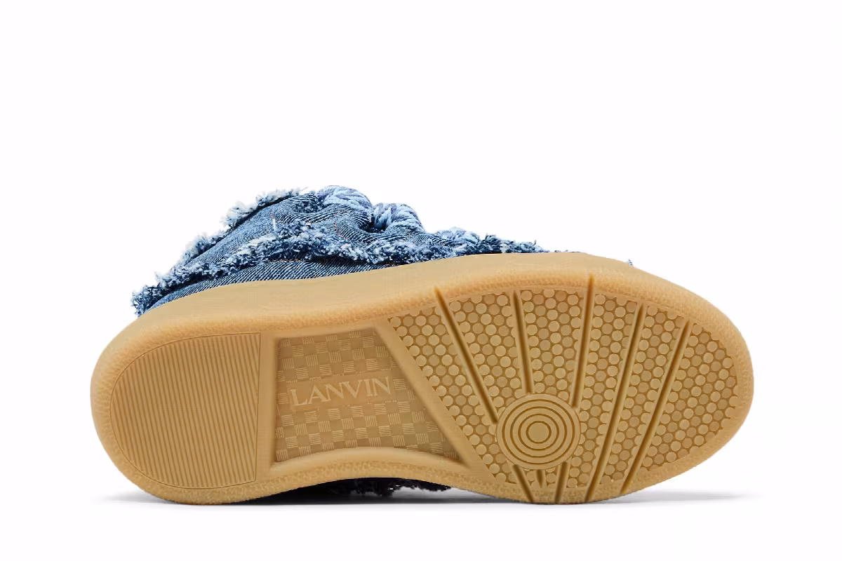 Lanvin Women's Curb Sneakers Frayed Denim, view 5