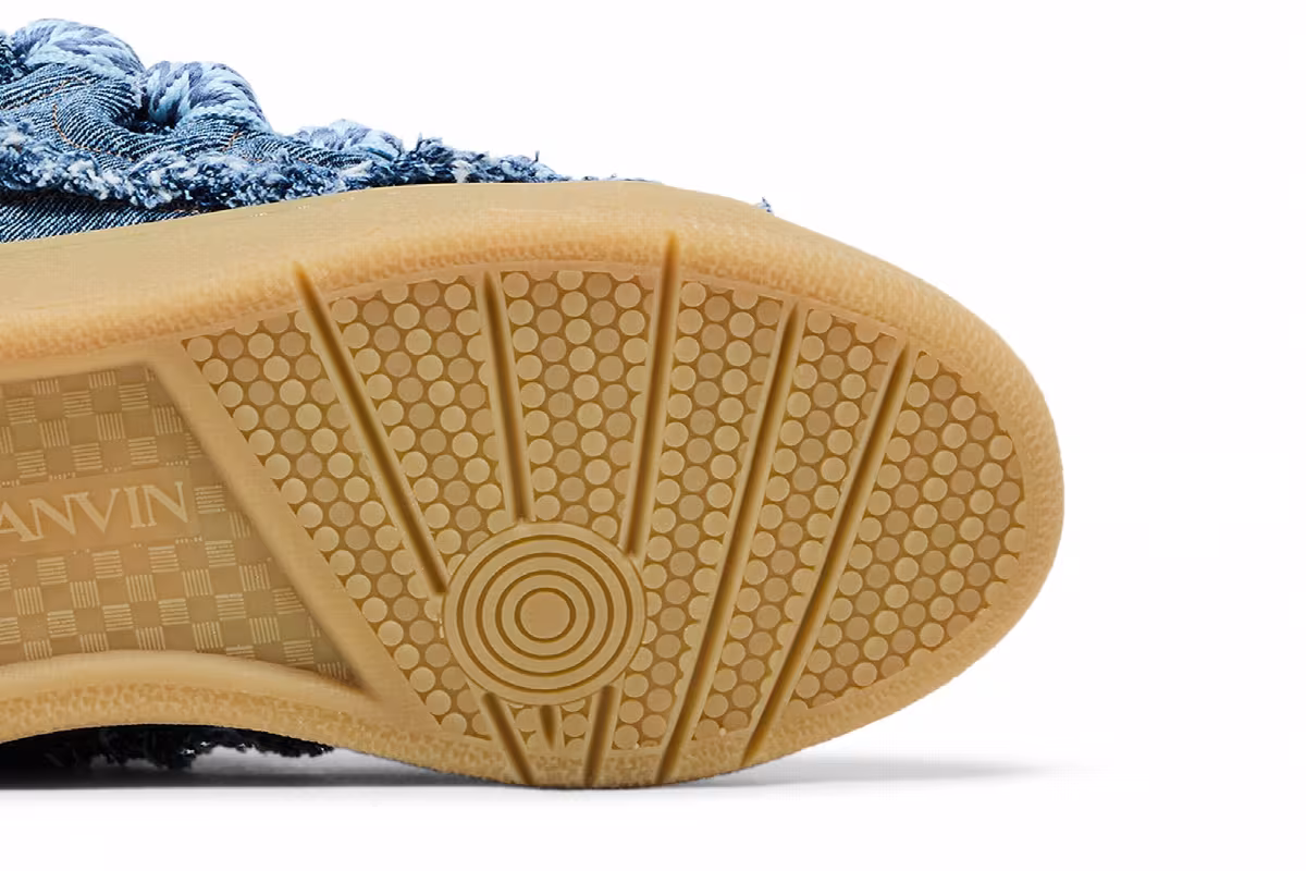 Lanvin Women's Curb Sneakers Frayed Denim, view 6