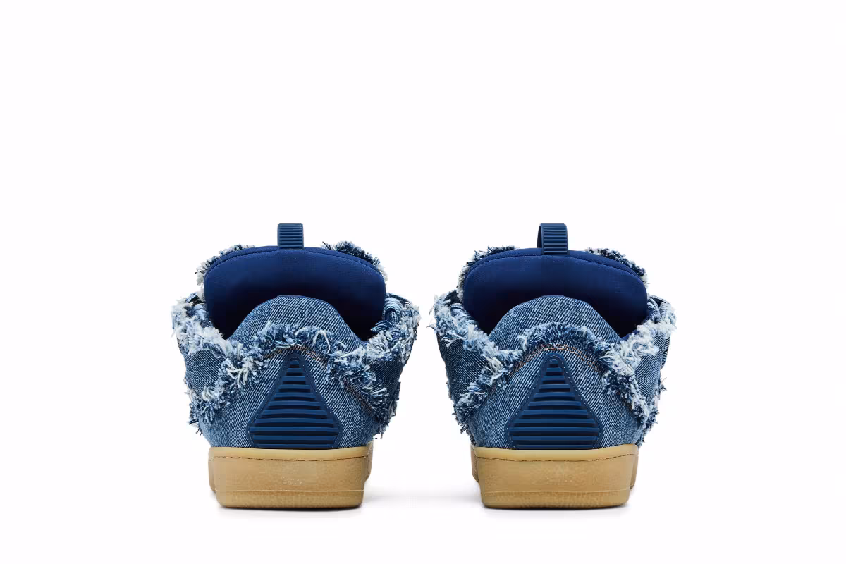 Lanvin Women's Curb Sneakers Frayed Denim, view 7