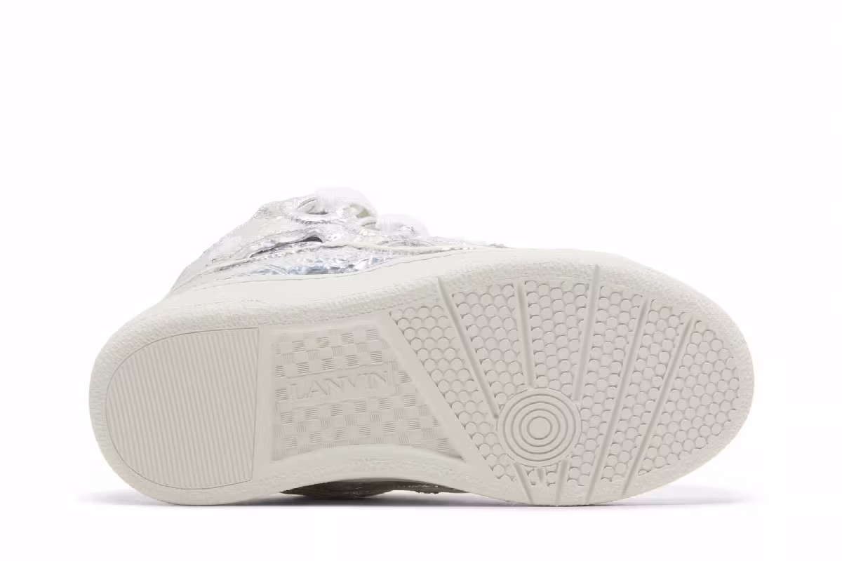 Lanvin Women's Curb Sneakers Crinkled Metallic Leather, view 5