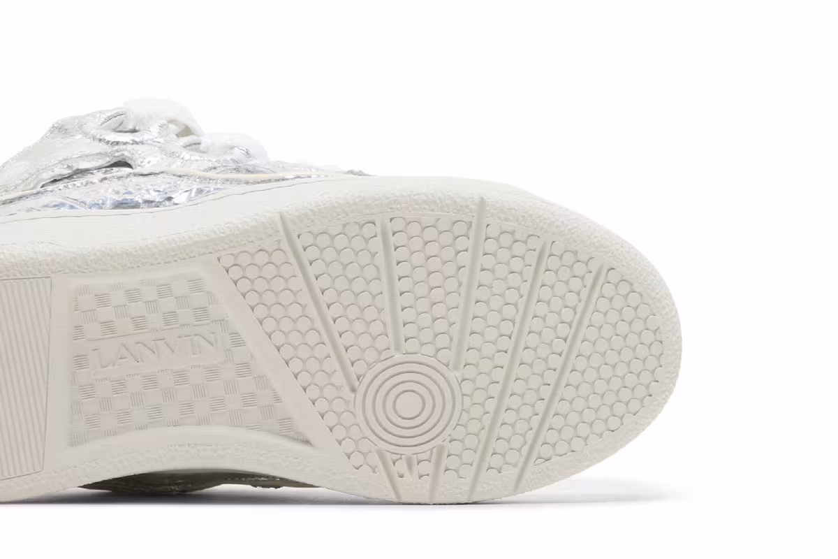 Lanvin Women's Curb Sneakers Crinkled Metallic Leather, view 6