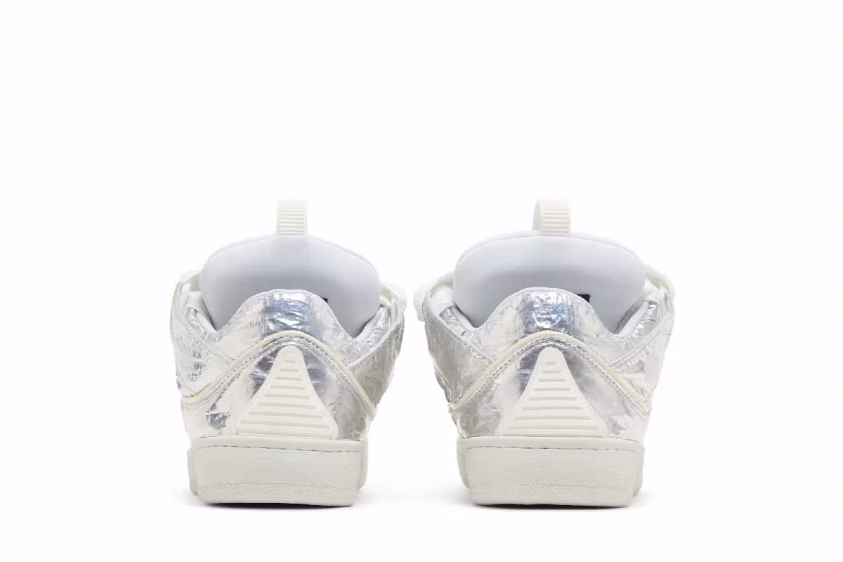 Lanvin Women's Curb Sneakers Crinkled Metallic Leather, view 7