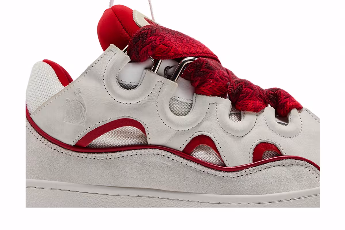 Lanvin Curb Sneakers White Red, view 3