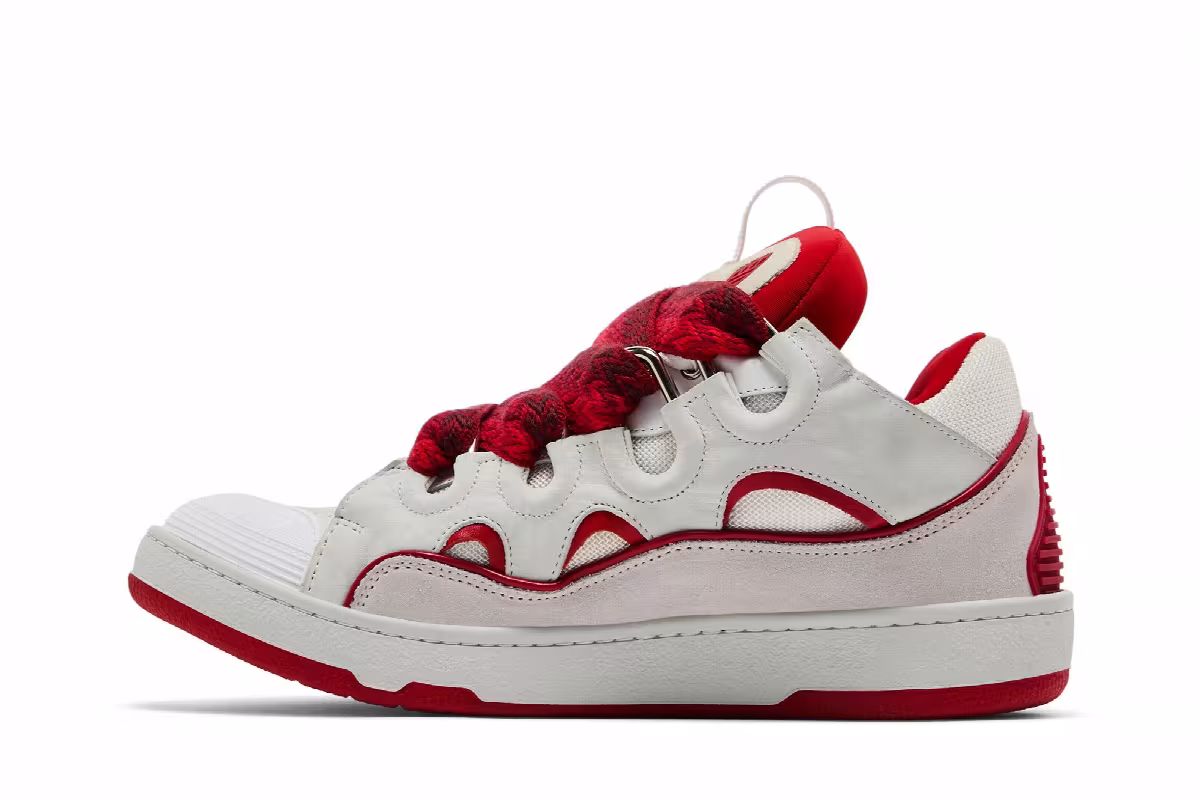 Lanvin Curb Sneakers White Red, view 4