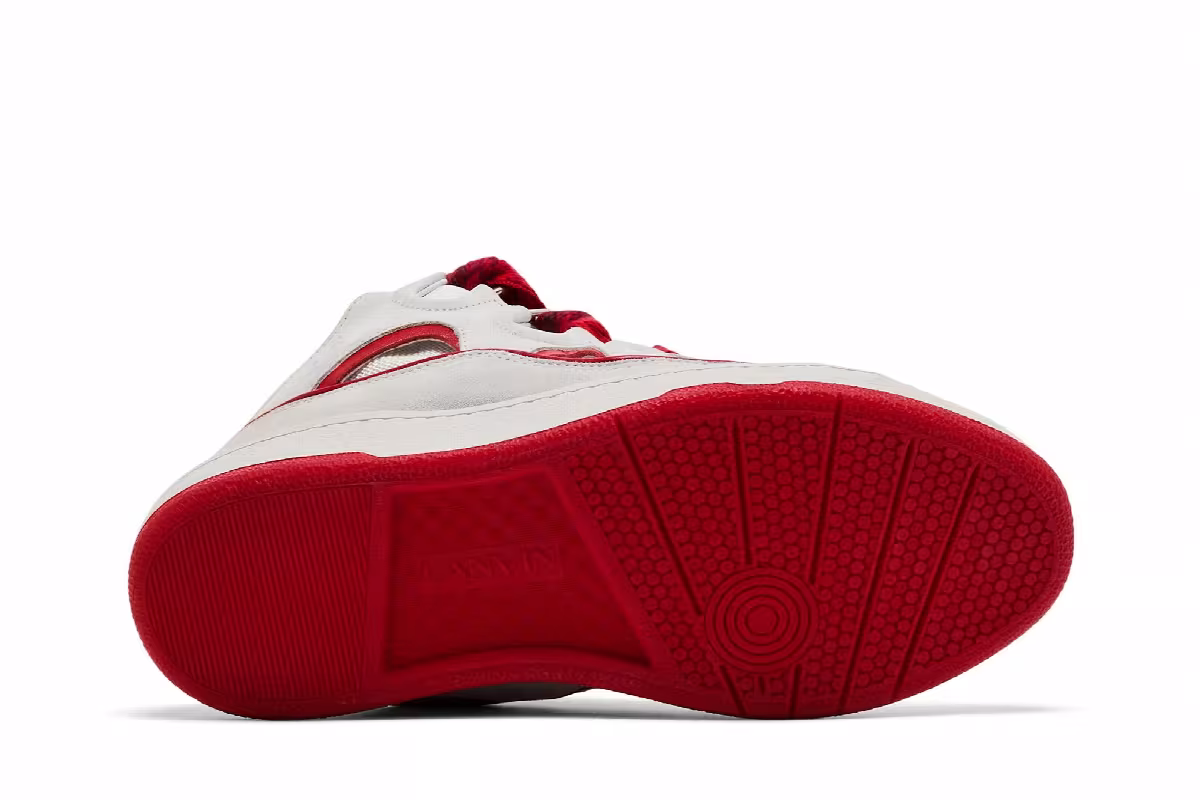 Lanvin Curb Sneakers White Red, view 5