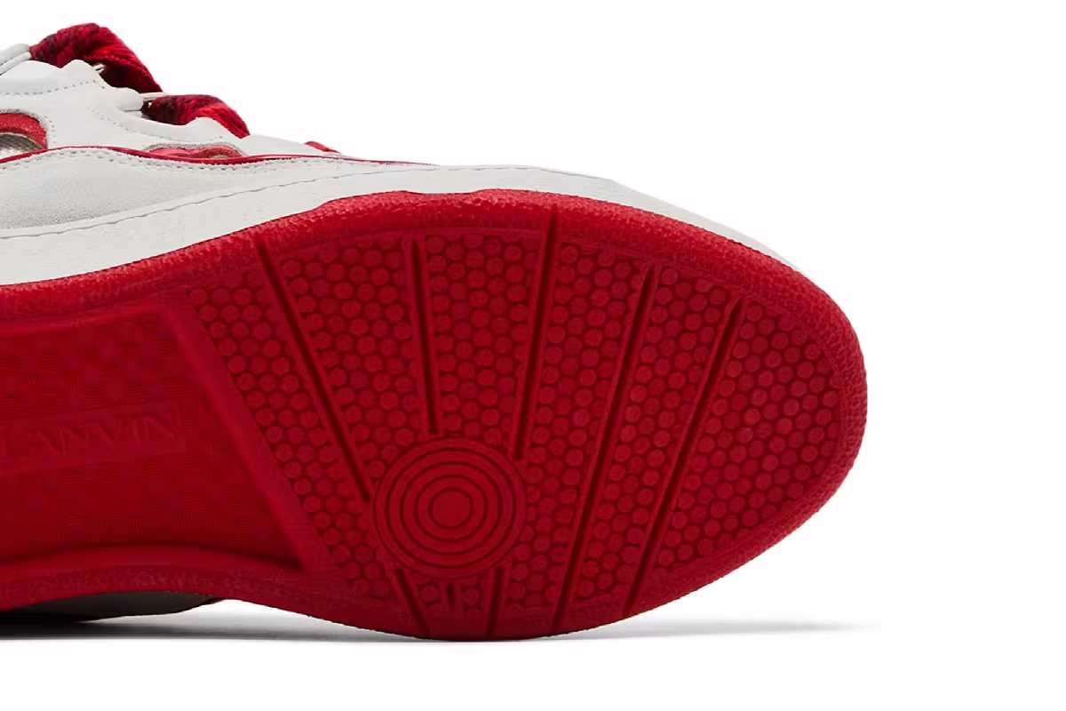 Lanvin Curb Sneakers White Red, view 6