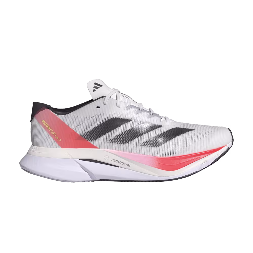 Adidas Women's Adizero Boston 12 White Aurora Solar Red