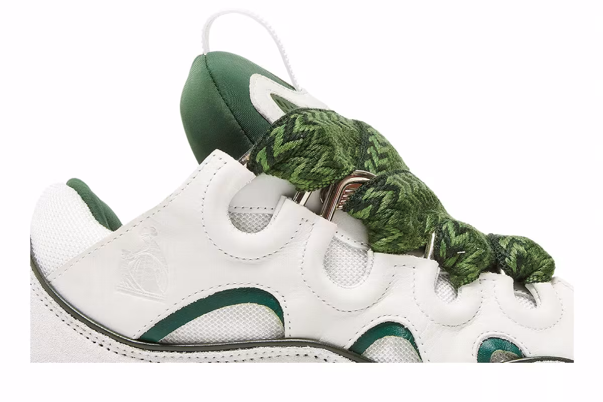 Lanvin Curb Sneakers White Khaki, view 3