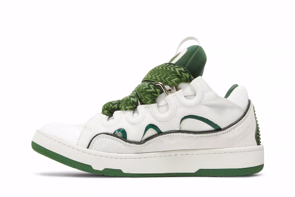 Lanvin Curb Sneakers White Khaki, view 4