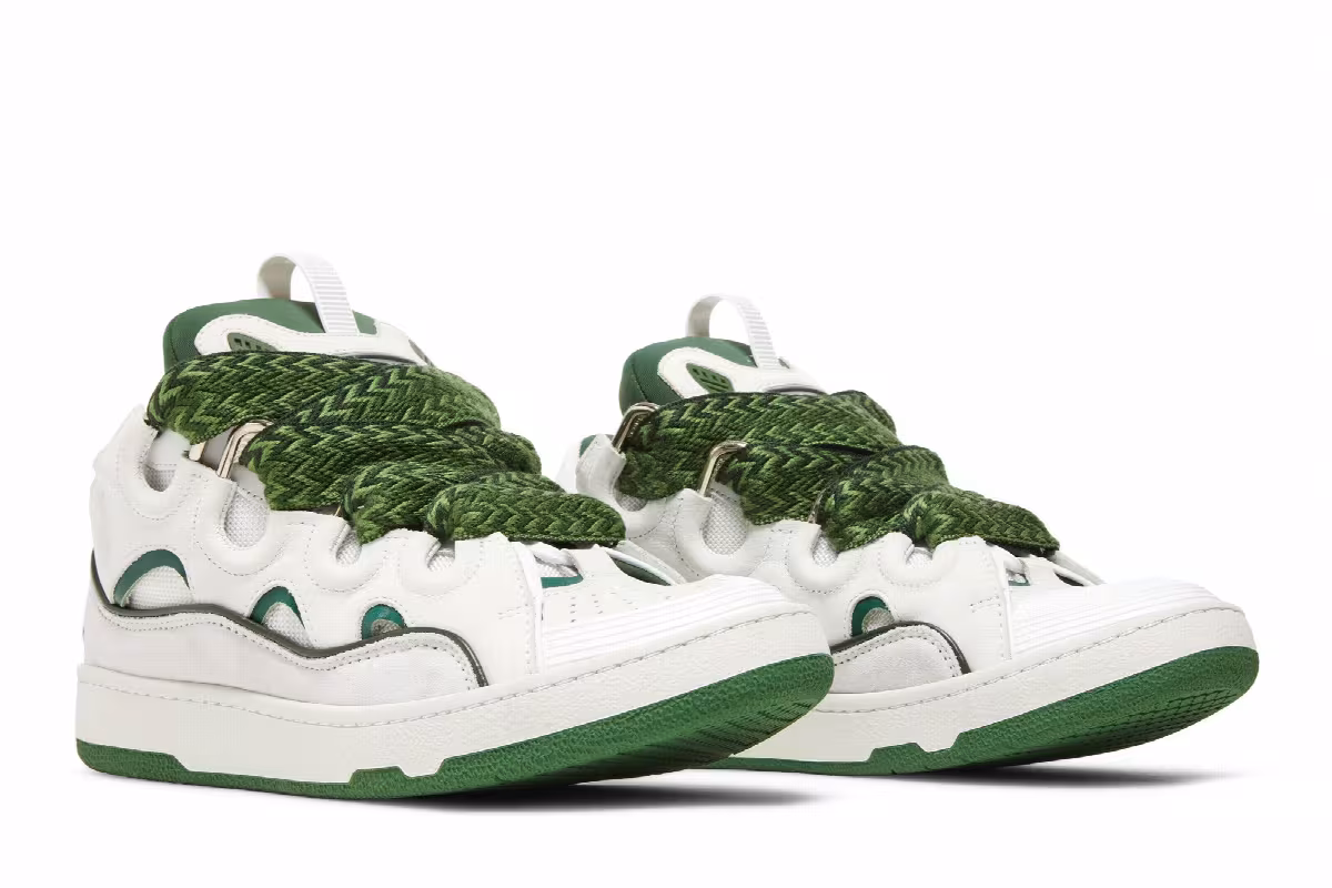 Lanvin Curb Sneakers White Khaki, view 9