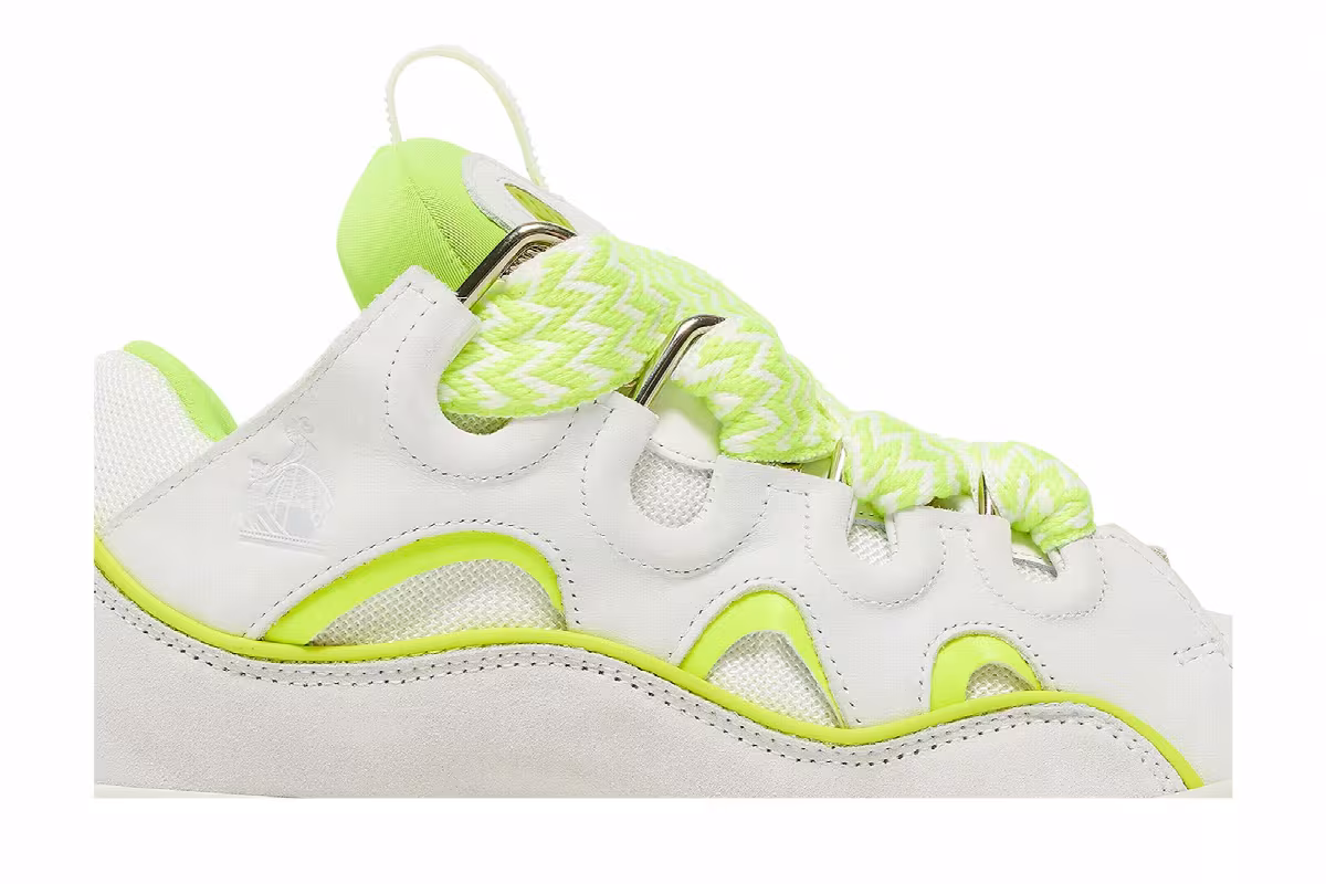 Lanvin Curb Sneakers White Fluo Yellow, view 3