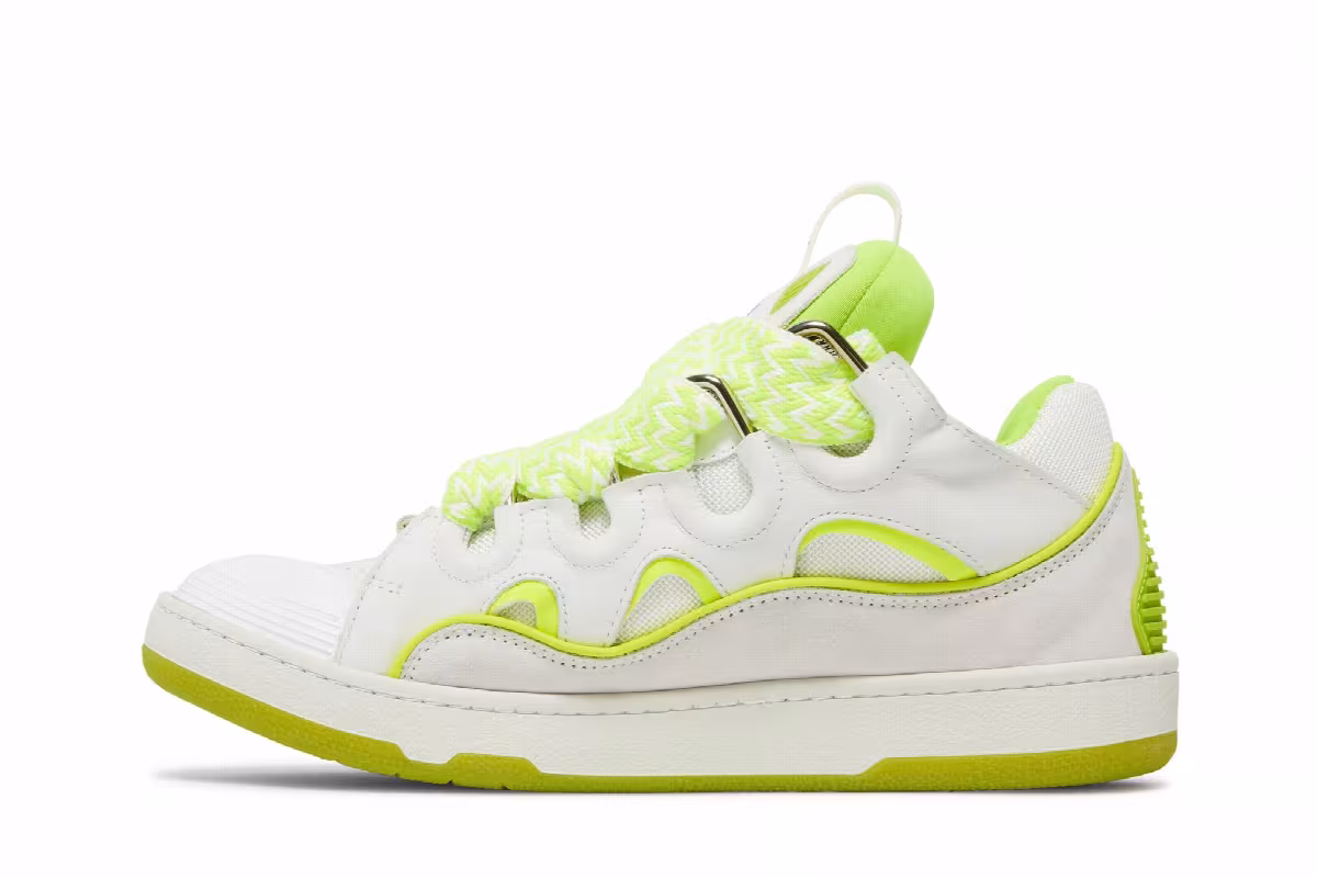 Lanvin Curb Sneakers White Fluo Yellow, view 4