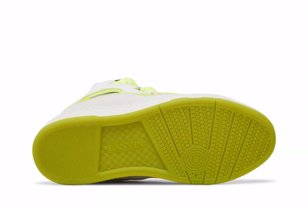 Lanvin Curb Sneakers White Fluo Yellow, view 5