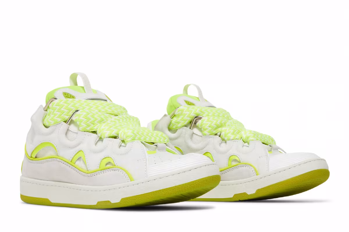 Lanvin Curb Sneakers White Fluo Yellow, view 9