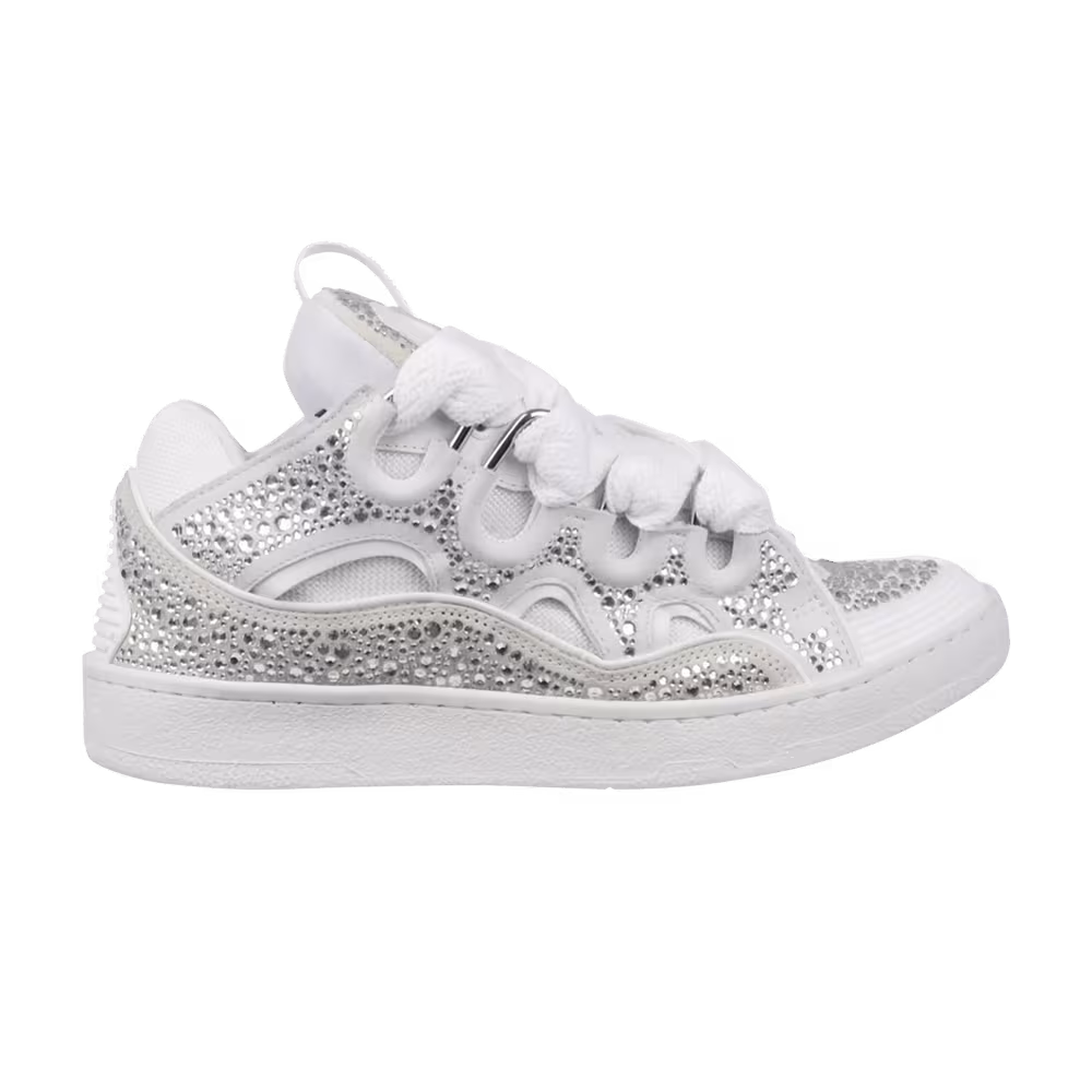 Lanvin Curb Sneakers Rhinestones - White