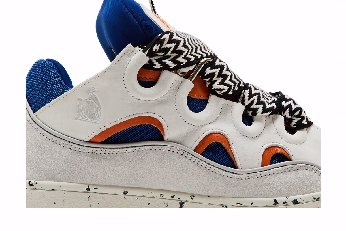 Lanvin Curb Sneakers White Blue Orange, view 3