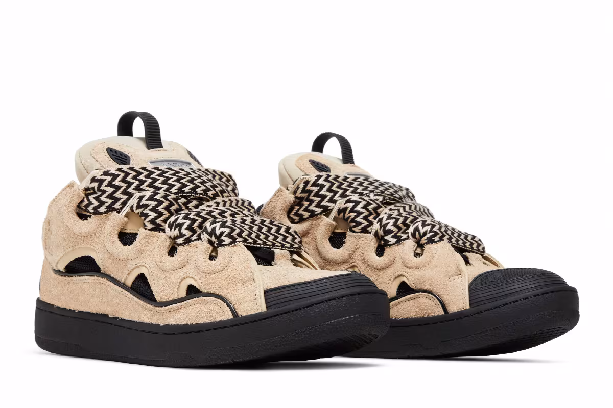 Lanvin Curb Sneakers Light Brown Black, view 9