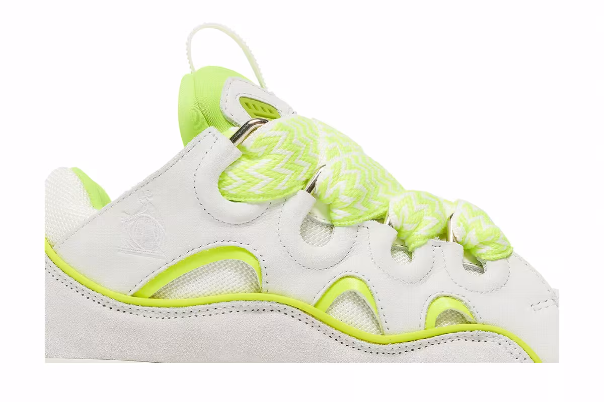 Lanvin Women's Curb Sneakers White Fluo Yellow, view 3