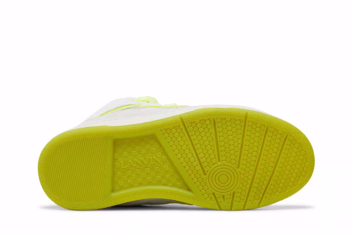 Lanvin Women's Curb Sneakers White Fluo Yellow, view 5