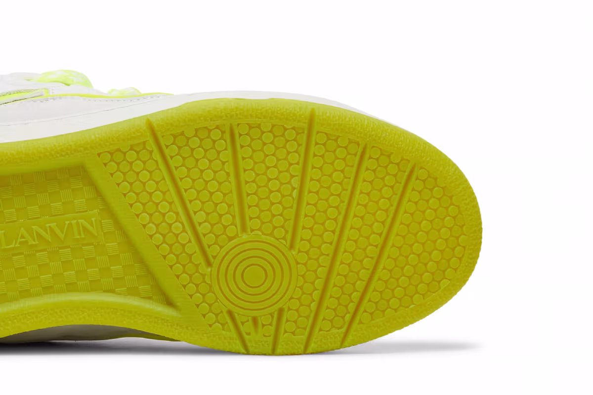 Lanvin Women's Curb Sneakers White Fluo Yellow, view 6