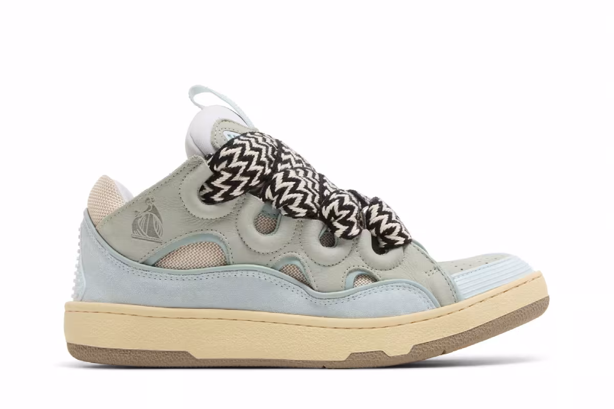 Lanvin Women's Curb Sneakers Light Blue, view 2