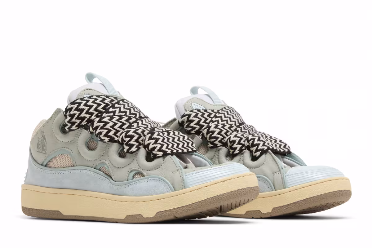 Lanvin Women's Curb Sneakers Light Blue, view 9