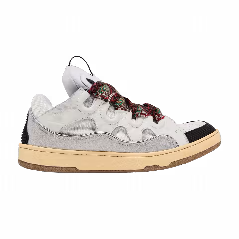 Lanvin Curb Leather and Glitter Sneakers 'White'