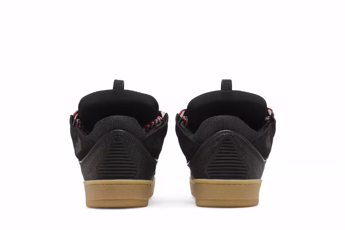 Lanvin Curb Leather and Glitter Sneakers Black, view 7