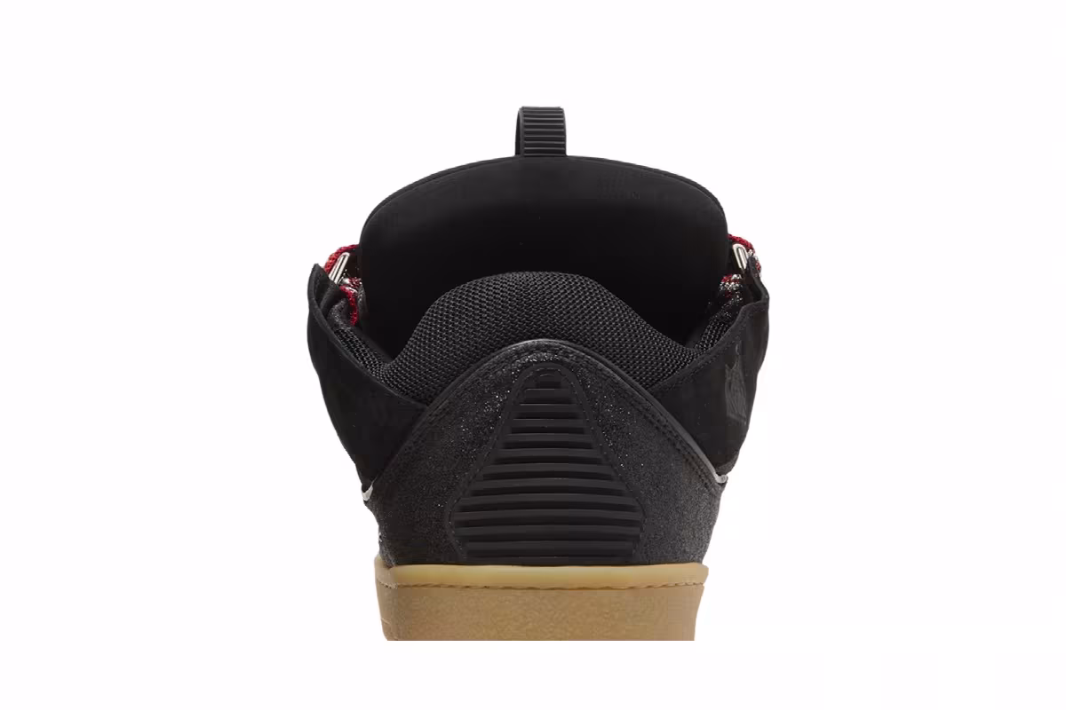 Lanvin Curb Leather and Glitter Sneakers Black, view 8