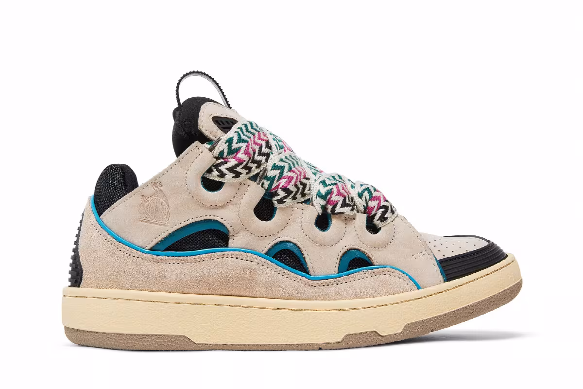 Lanvin Women's Curb Sneakers Ecru Black, view 2