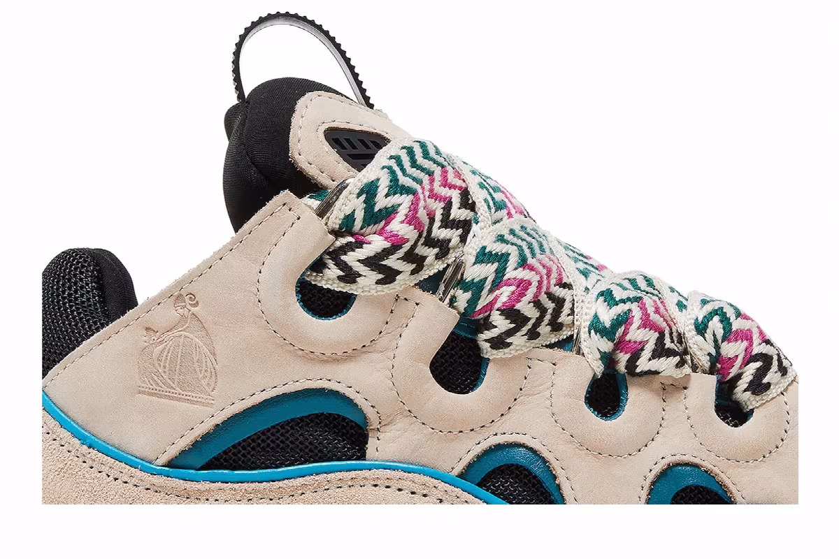 Lanvin Women's Curb Sneakers Ecru Black, view 3