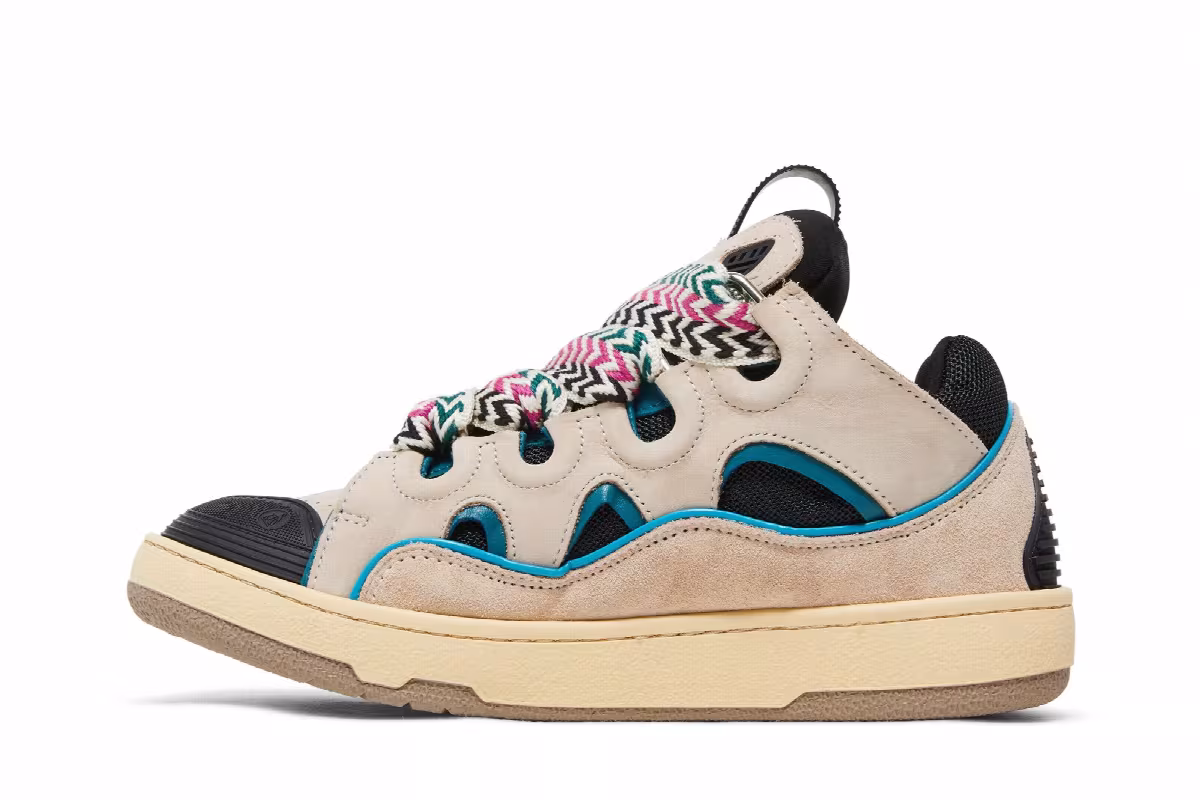 Lanvin Women's Curb Sneakers Ecru Black, view 4