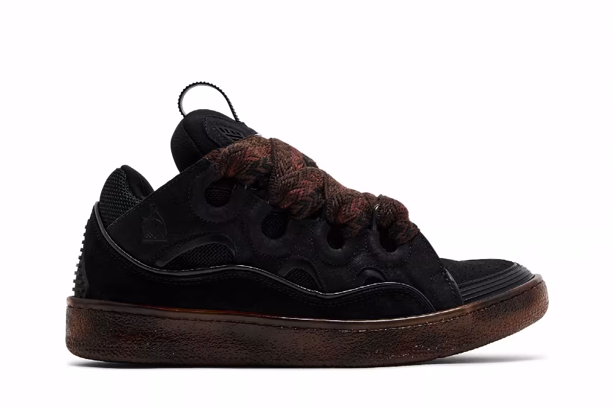 Lanvin Women's Curb Sneaker Black Chocolate Brown, view 2