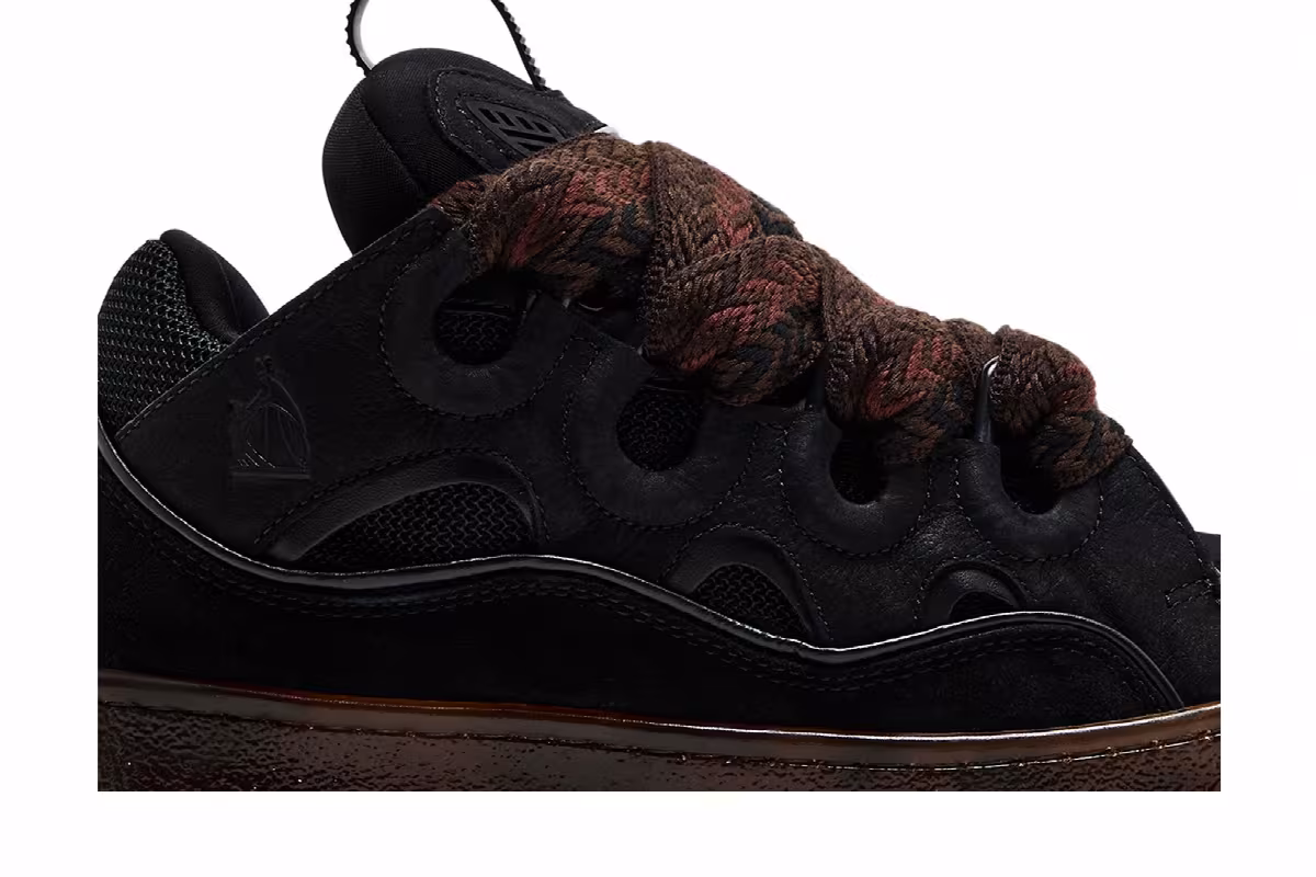 Lanvin Women's Curb Sneaker Black Chocolate Brown, view 3